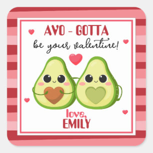 Pegatina Cuadrada Mitades de aguacate San Valentín Avo Gotta Sticker