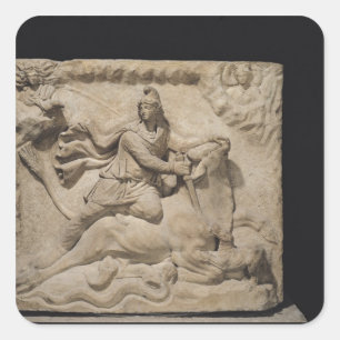 Pegatina Cuadrada Mithras sacando el toro, siglo II-3
