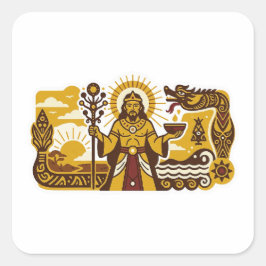 Pegatina Cuadrada Mitología Batak (Mulajadi na Bolon)