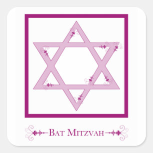 Pegatina Cuadrada mitzvah del palo (estrella de la elegancia de