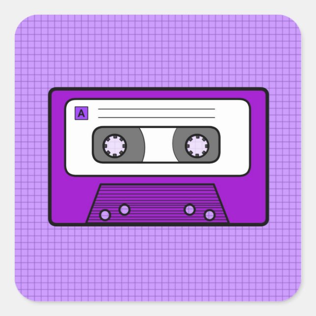 Pegatina Cuadrada Mixtape Retro Purple 80 (Anverso)