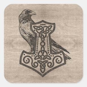 Pegatina Cuadrada Mjolnir - el martillo del Thor