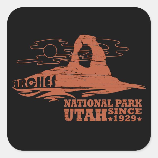 Pegatina Cuadrada Moab Antiguo - Utah - Parque Nacional - Arcos (Anverso)