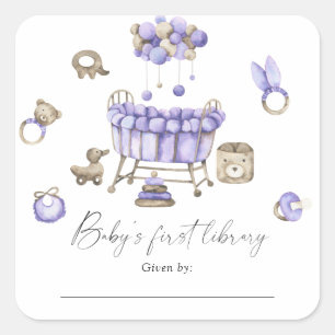 Pegatina Cuadrada Mobile de guardería - Primera biblioteca del bebé 