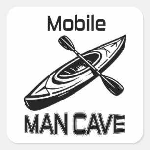 Pegatina Cuadrada Mobile Man Cave Kayak