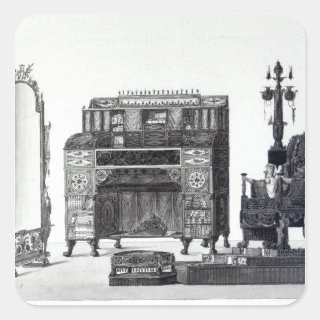 Pegatina Cuadrada Mobiliario al estilo griego (Anverso)