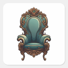 Pegatina Cuadrada Mobiliario antiguo, estilo Personalizado, silla an