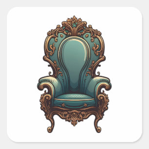 Pegatina Cuadrada Mobiliario antiguo, estilo Personalizado, silla an
