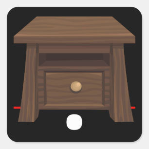 Pegatina Cuadrada Mobiliario brillante mesita lateral de madera