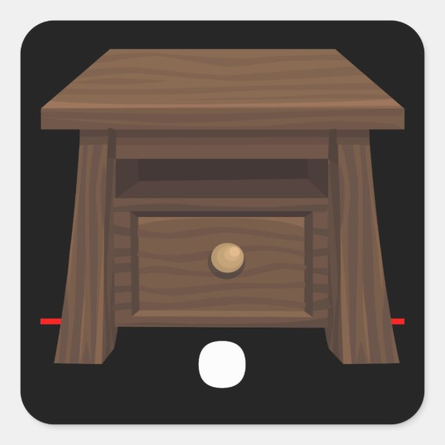 Pegatina Cuadrada Mobiliario brillante mesita lateral de madera (Anverso)