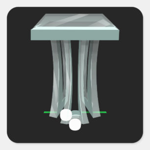 Pegatina Cuadrada Mobiliario brillante pedestal de vidrio lateral