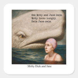 Pegatina Cuadrada Moby Dick y Jane