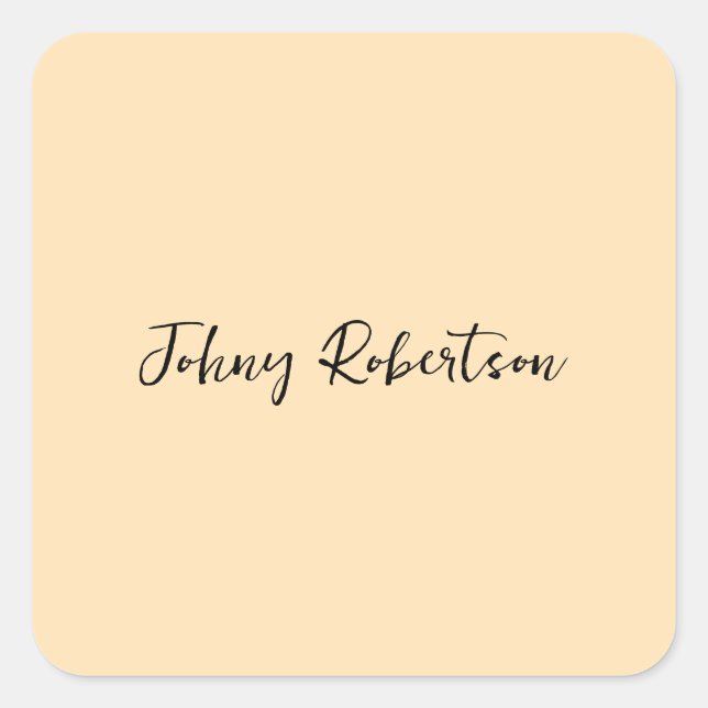 Pegatina Cuadrada Mocasin Peachy Yellow Plain Elegant Profesional (Anverso)