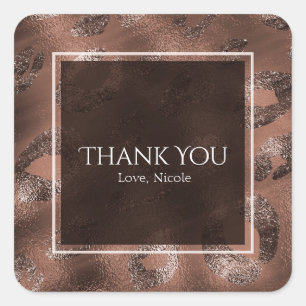 Pegatina Cuadrada Mocha Bronze Leopard Print Party Favor