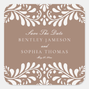 Pegatina Cuadrada Mocha Brown Talavera Fiesta Guardar el sobre de fe