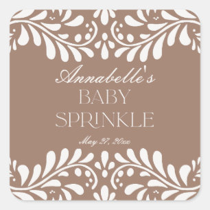 Pegatina Cuadrada Mocha Brown Talavera Tile Fiesta Baby Sprinkle