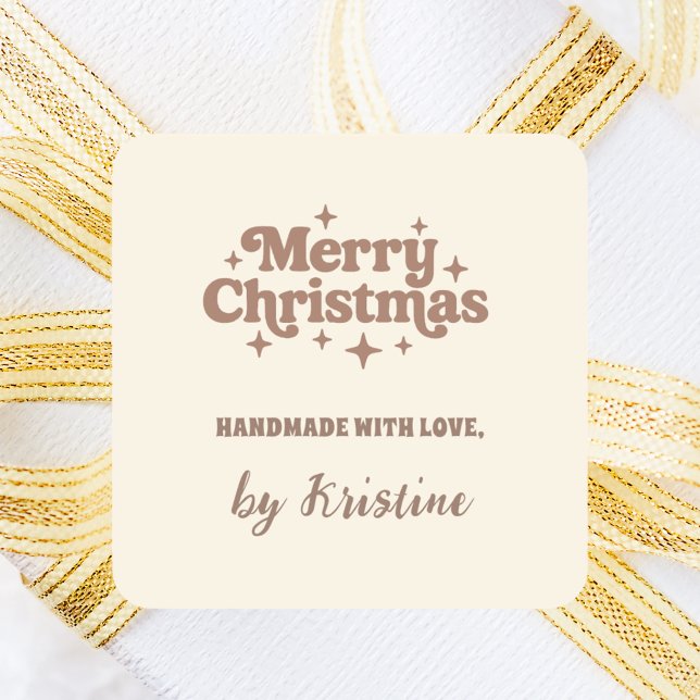 Pegatina Cuadrada Mocha crema hecha a mano por Navidades envolver re (Subido por el creador)