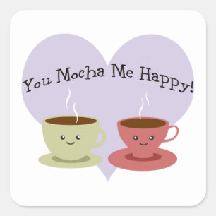 Pegatina Cuadrada Mocha Me Feliz