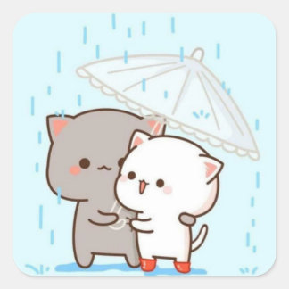 Pegatina Cuadrada mochi mochi peach cat