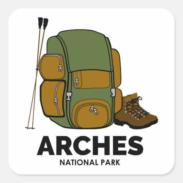 Pegatina Cuadrada Mochila del Parque Nacional Arches (Anverso)