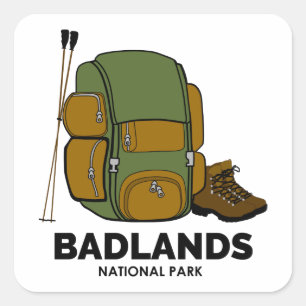 Pegatina Cuadrada Mochila del Parque Nacional Badlands