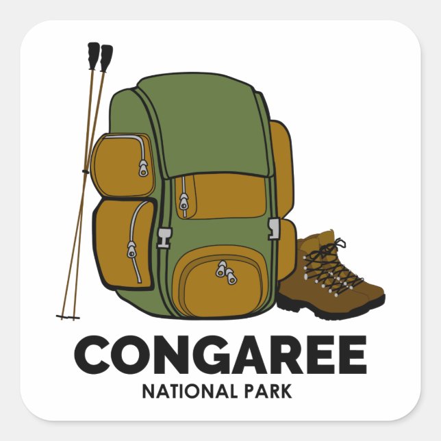 Pegatina Cuadrada Mochila del Parque Nacional Congaree (Anverso)