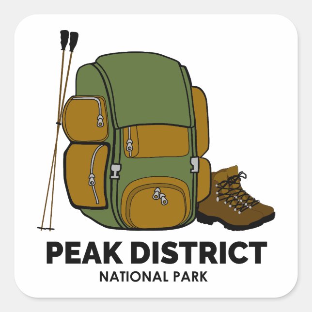 Pegatina Cuadrada Mochila del Parque Nacional del Distrito Pico (Anverso)