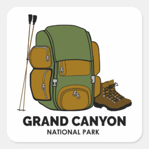 Pegatina Cuadrada Mochila del parque nacional del Gran Cañón