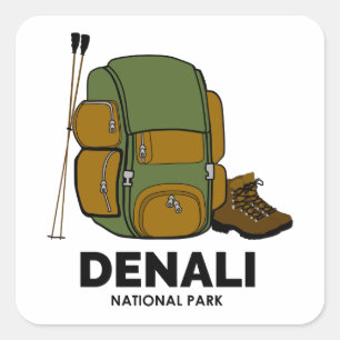 Pegatina Cuadrada Mochila del parque nacional Denali