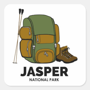 Pegatina Cuadrada Mochila del Parque Nacional Jasper