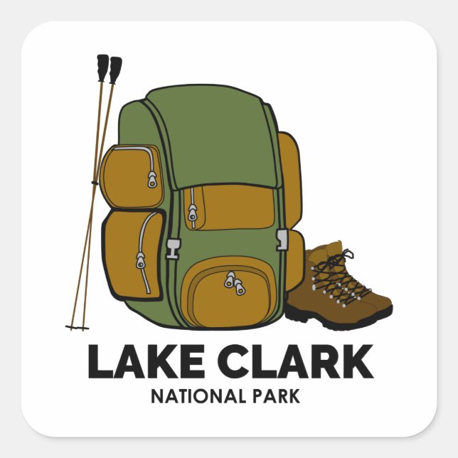 Pegatina Cuadrada Mochila del Parque Nacional Lake Clark (Anverso)