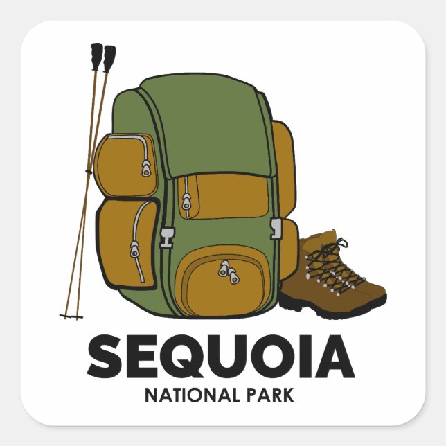 Pegatina Cuadrada Mochila del Parque Nacional Sequoia (Anverso)
