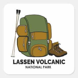 Pegatina Cuadrada Mochila del Parque Nacional Volcánico de Lassen