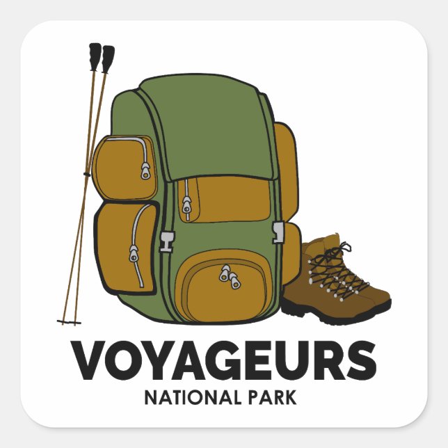 Pegatina Cuadrada Mochila del Parque Nacional Voyageurs (Anverso)