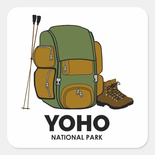 Pegatina Cuadrada Mochila del Parque Nacional Yoho (Anverso)