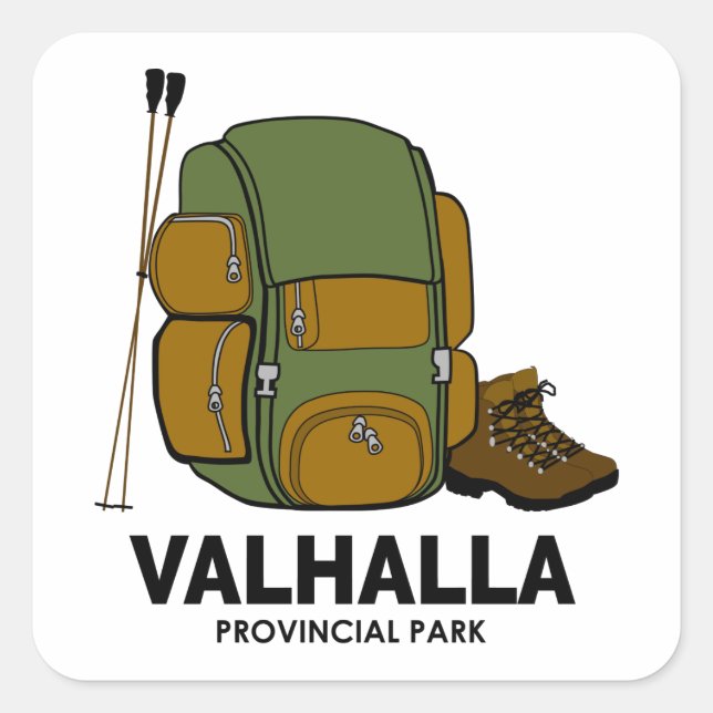 Pegatina Cuadrada Mochila del parque provincial de Valhalla (Anverso)