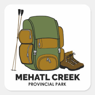 Pegatina Cuadrada Mochila del Parque Provincial Mehatl Creek