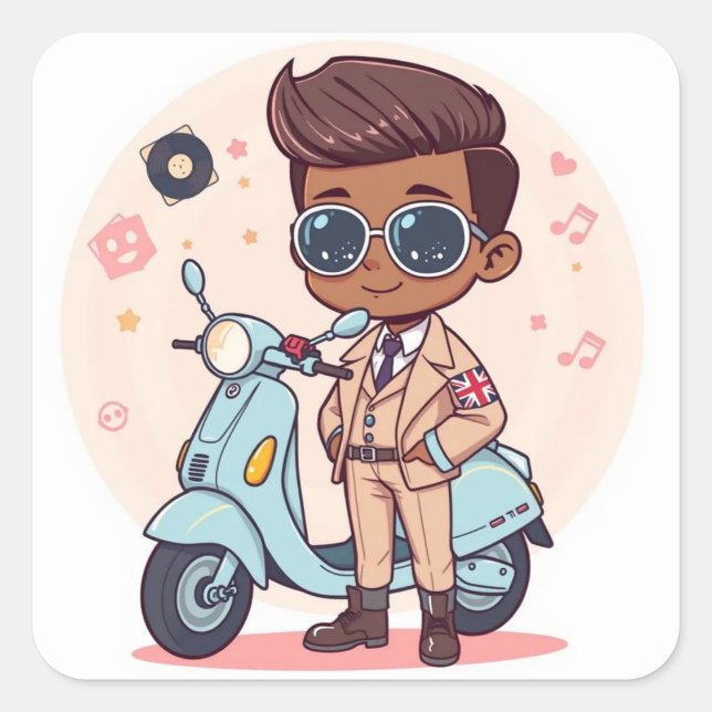 Pegatina Cuadrada Mod británico (Anverso)