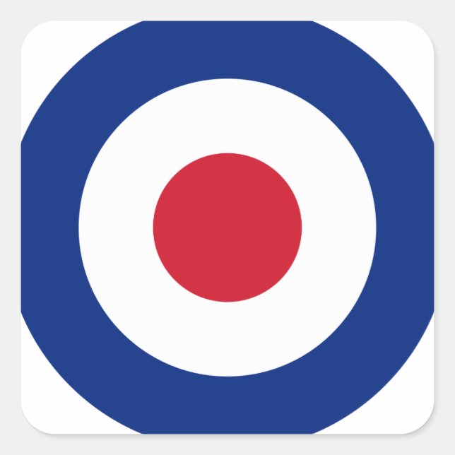 Pegatina Cuadrada Mod - Clásico Roundel - Blanco de tiro con arco (Anverso)