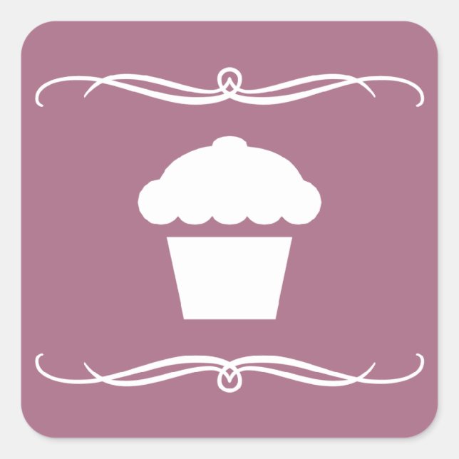 Pegatina Cuadrada mod cupcake (Anverso)