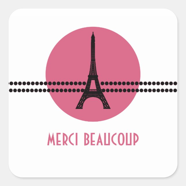 Pegatina Cuadrada Mod Parisian Dots Gracias Pegatinas, Rosa (Anverso)