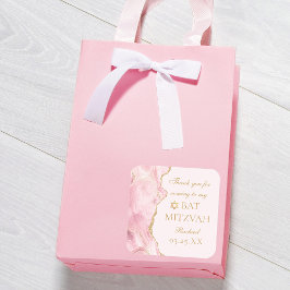 Pegatina Cuadrada Moda Agate de Oro Rosado Bat Mitzvah Fiesta Person