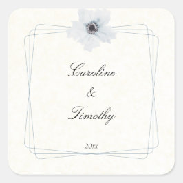 Pegatina Cuadrada Moda Agua Geométrica Boda Floral de anémona