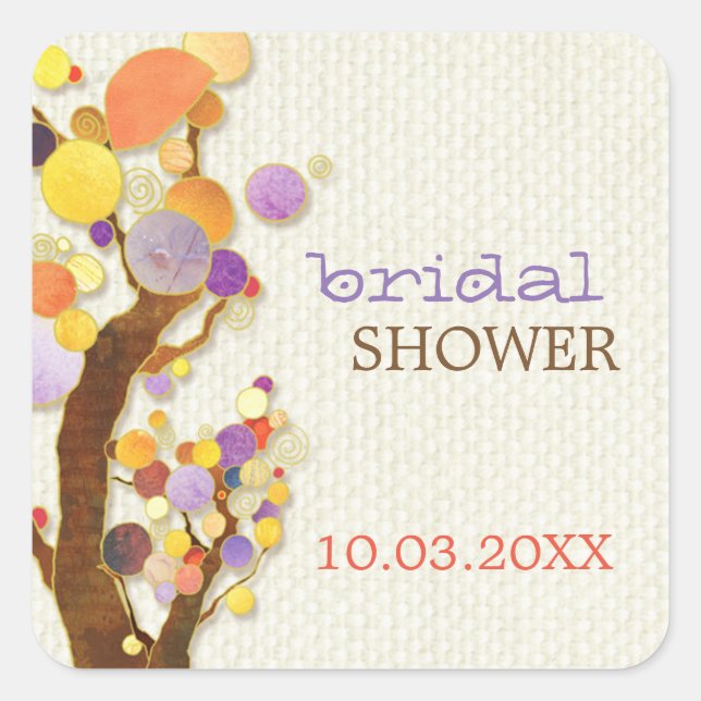 Pegatina Cuadrada Moda Árboles de campo Ducha Nodal Otoño (Anverso)