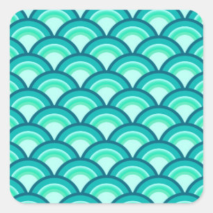Pegatina Cuadrada Moda Art Decó - tonos turquesa