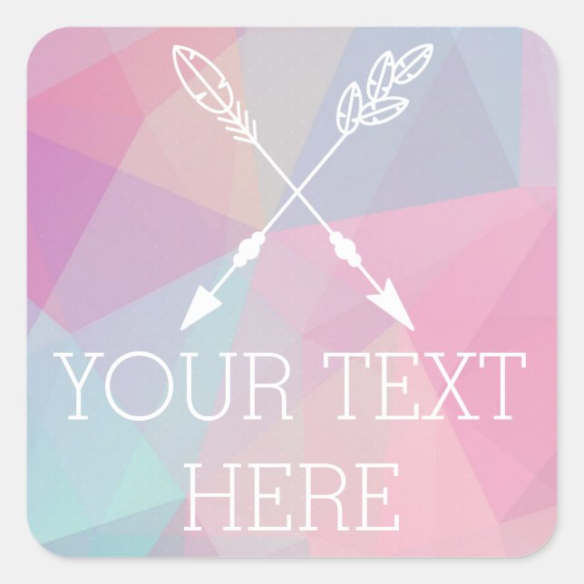 Pegatina Cuadrada Moda Boho Flechas cruzadas Pastel Bohemias Poligon (Anverso)