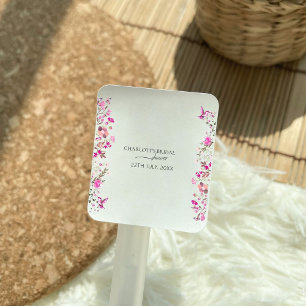 Pegatina Cuadrada Moda Boho Rosa Floral Bridal Shower