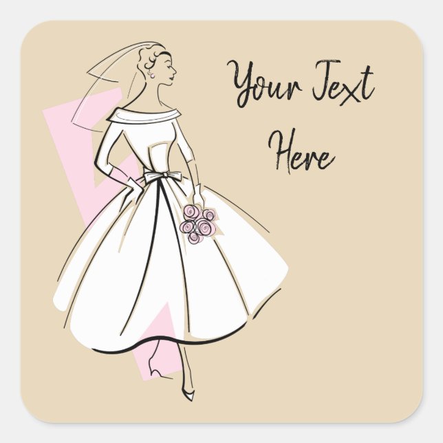 Pegatina Cuadrada Moda Bride Neutral Text square (Anverso)