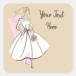 Pegatina Cuadrada Moda Bride Neutral Text square