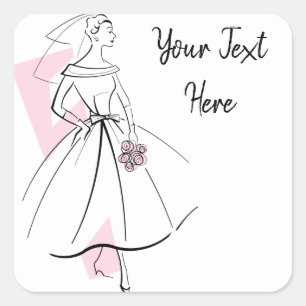 Pegatina Cuadrada Moda Bride Pink Text square